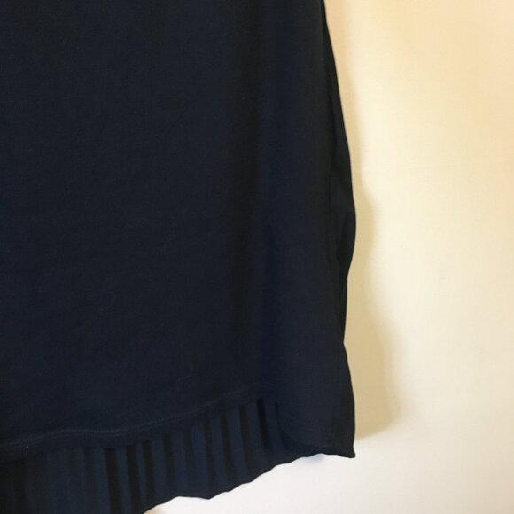 Dark Navy Blue Accordion Pleated Back Rayon Tank Top - Picture 5 of 13